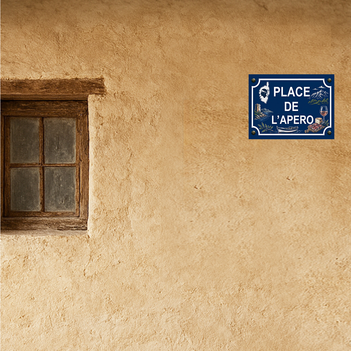 Plaque m�tal place de l'ap�ro Corse  � 20 x 15 cm