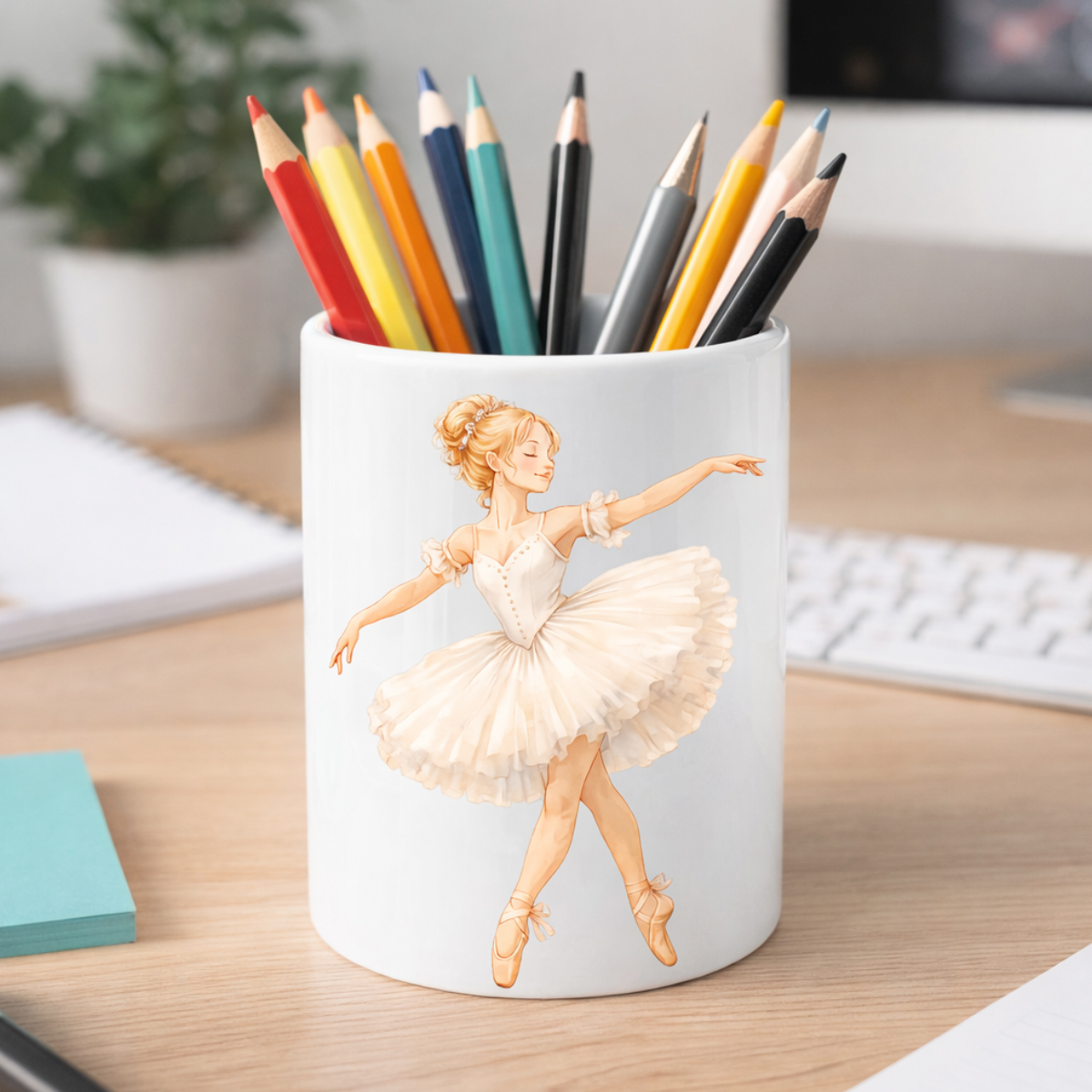 Pot � crayons en c�ramique � Danseuse �toile