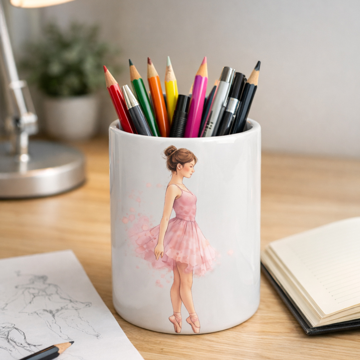 Pot � crayons en c�ramique � Danseuse �toile 3