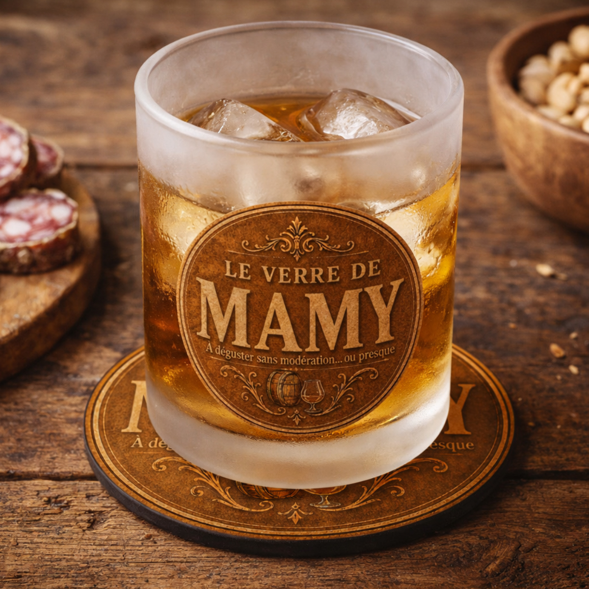 Verre Mamy avec Sous-Verre Assorti � Cadeau Original pour Mamy