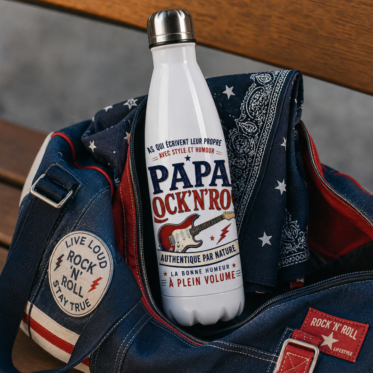 Bouteille Isotherme Papa Rock'n'Roll 500 ml � Cbkr�ation