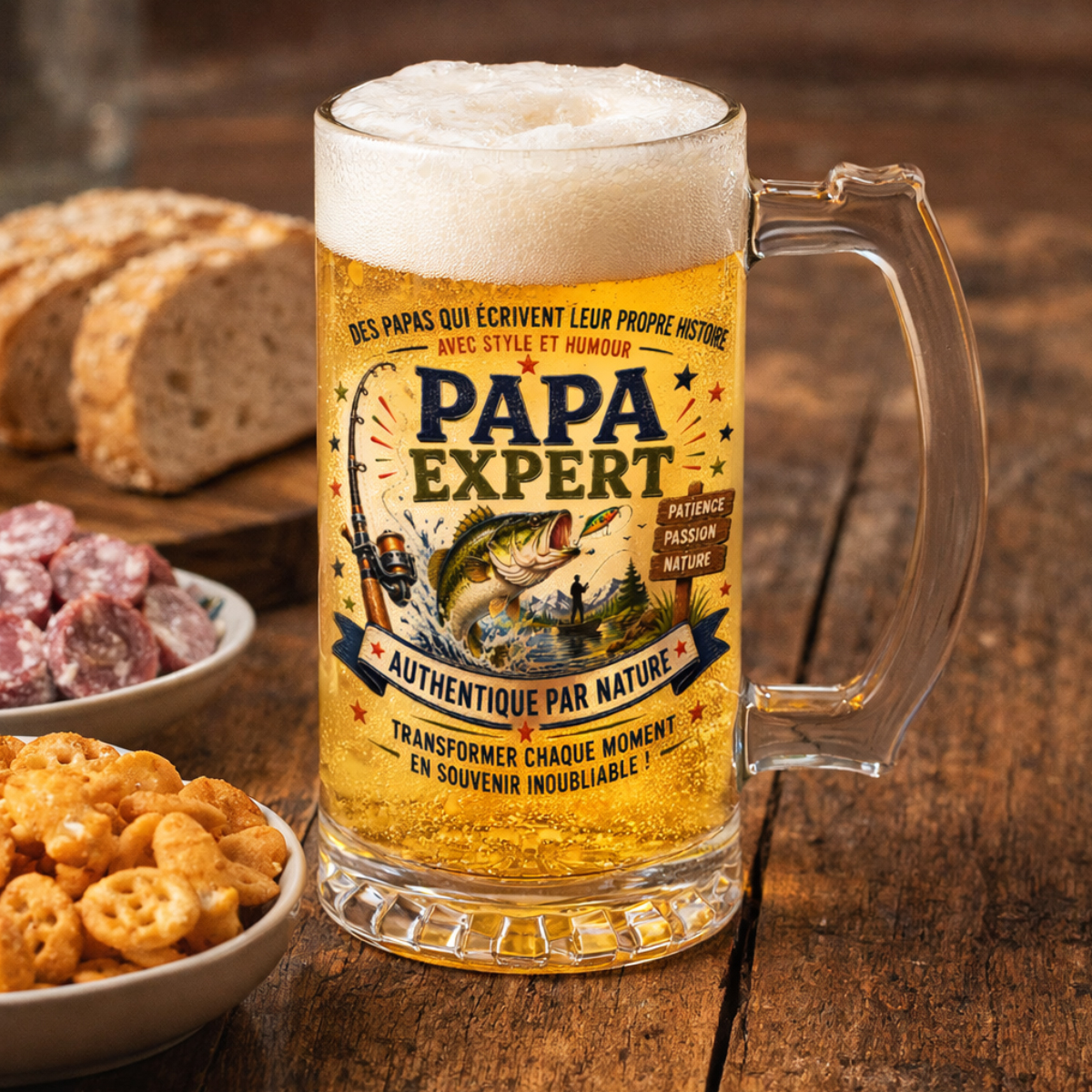 Chope � bi�re rugby logo 470 ml  Verre � bi�re imprim� en France