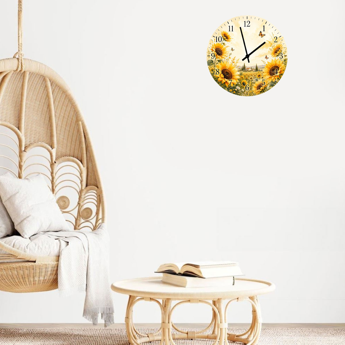 Horloge Murale Verre Champ de Tournesols 29 cm