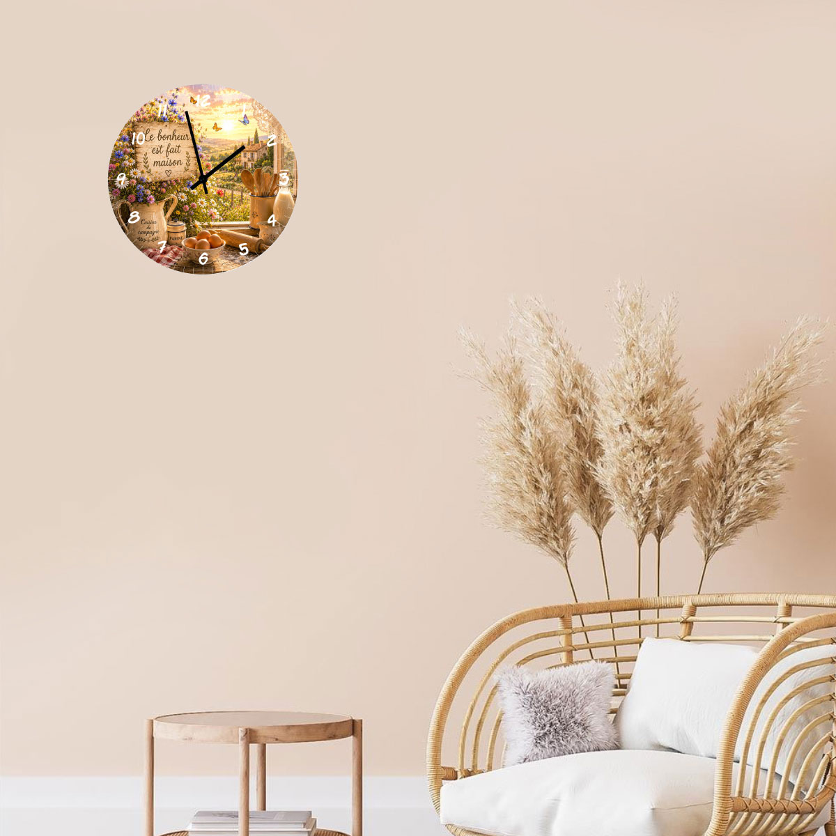 Horloge Cuisine de Campagne "Le Bonheur est Fait Maison"