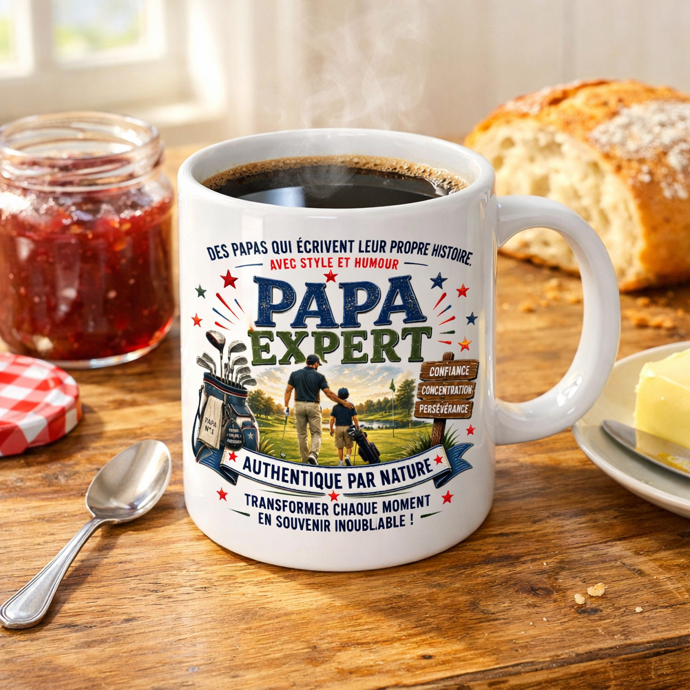 Mug Papa Expert Golfeur � Authentique par Nature