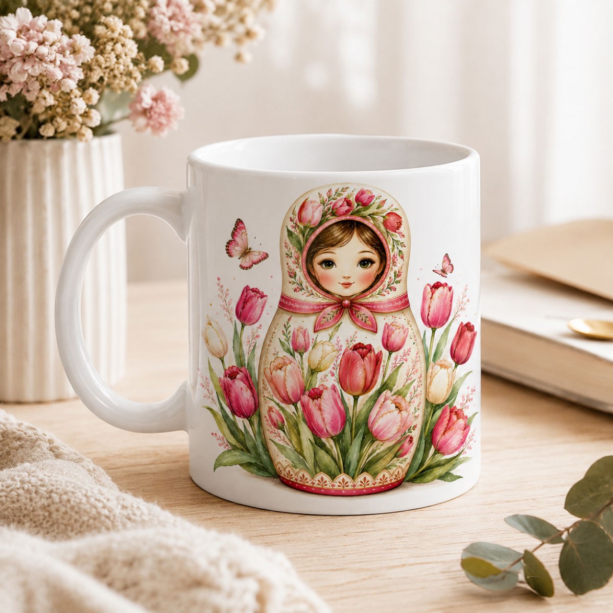 Mug Poup�e Russe aux Tournesols � Mug Floral 350 ml