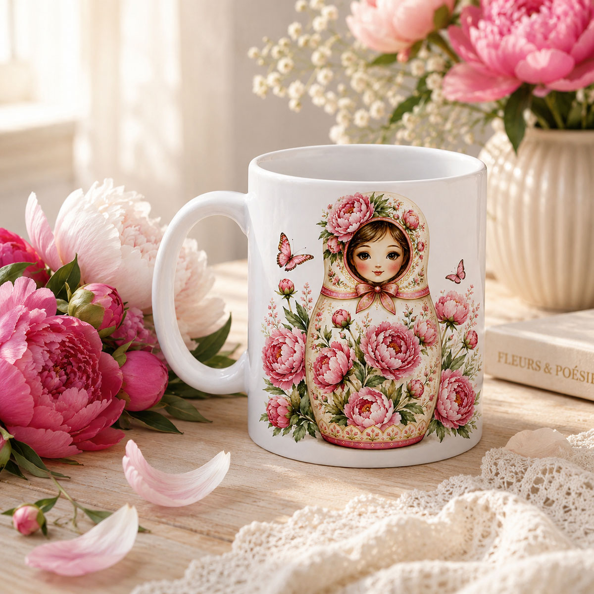 Mug Poup�e Russe aux Pivoines 350 ml
