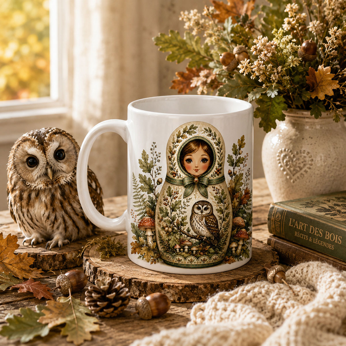 Mug poup�e russe chouette des bois 350 ml