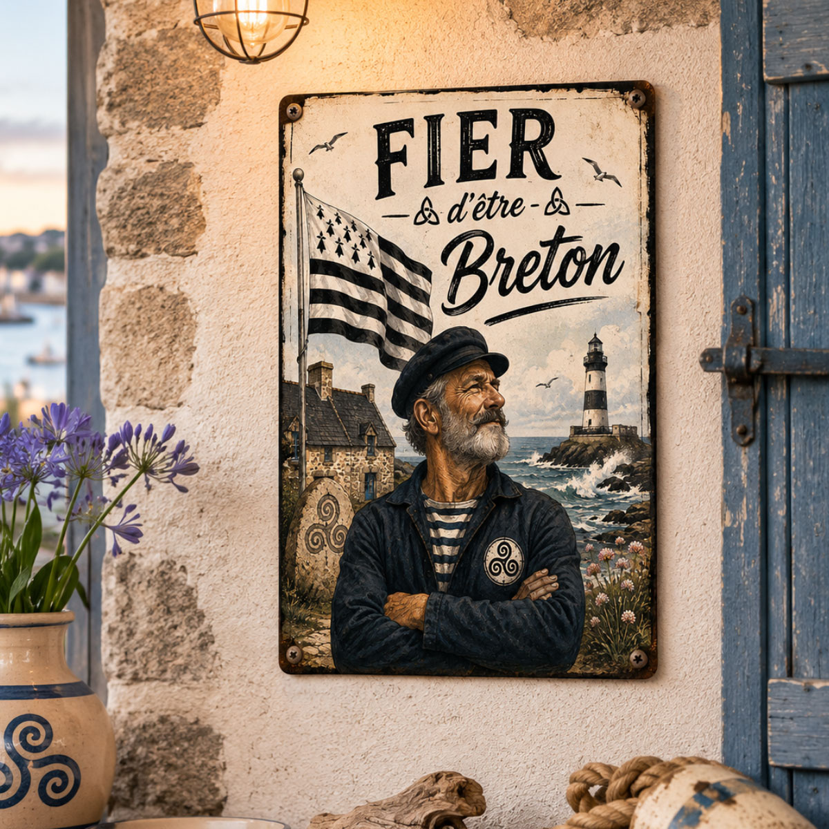 Plaque m�tal Fier d'�tre Breton 30 x 20 cm � D�coration marin