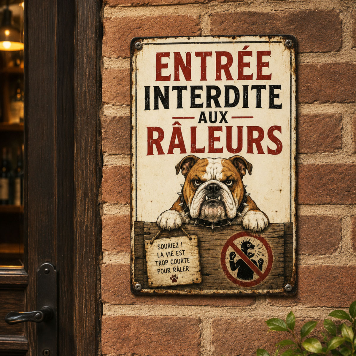 Plaque m�tal Entr�e interdite aux r�leurs 30 x 20 cm