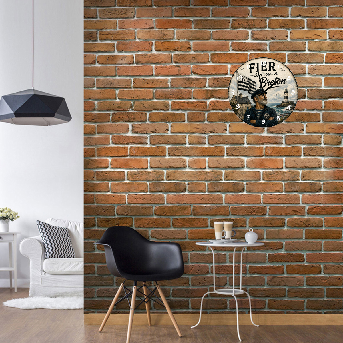 Horloge murale Breton fier d'�tre Breton en verre 29 cm
