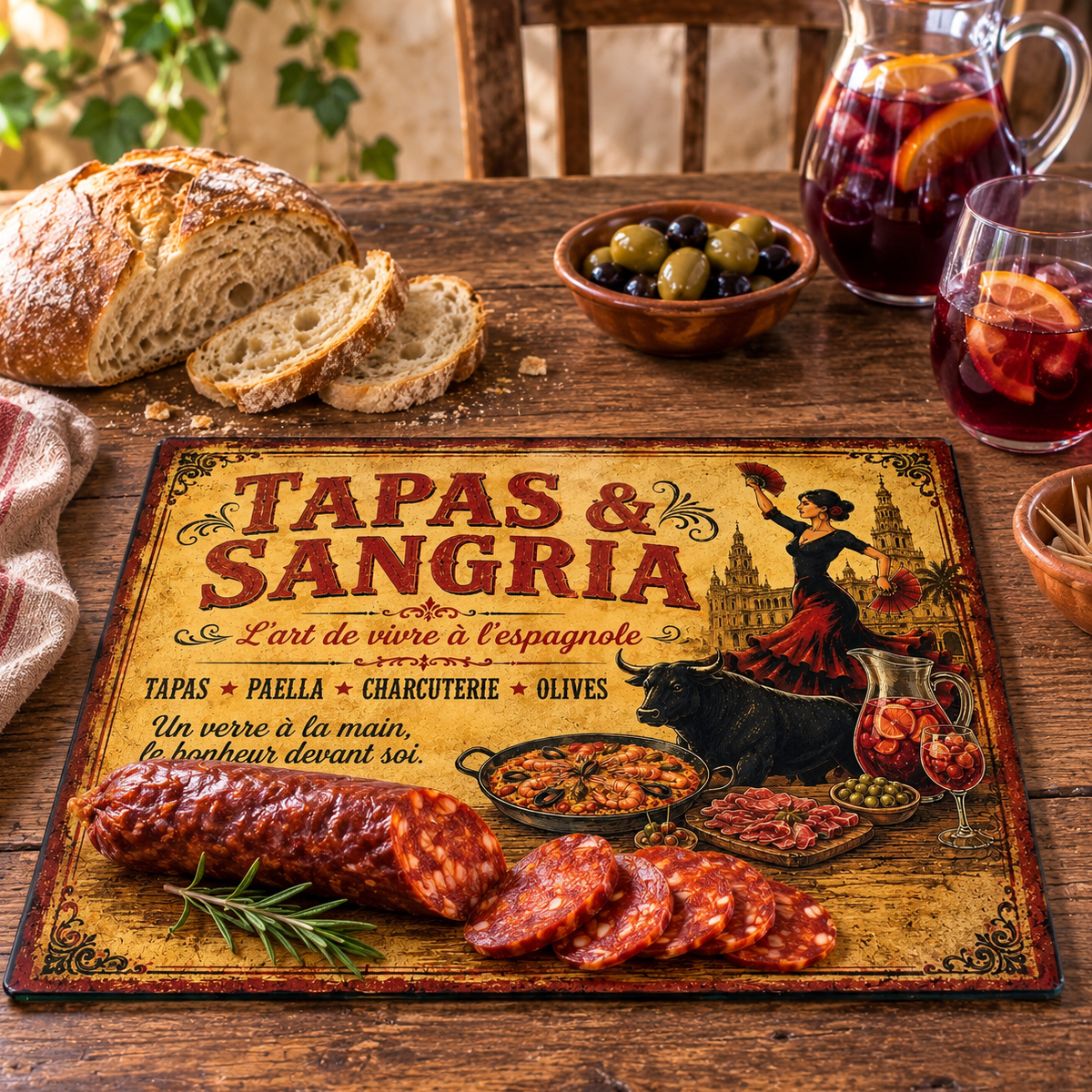 Planche � d�couper Tapas & Sangria Espagne 29 x 20 cm