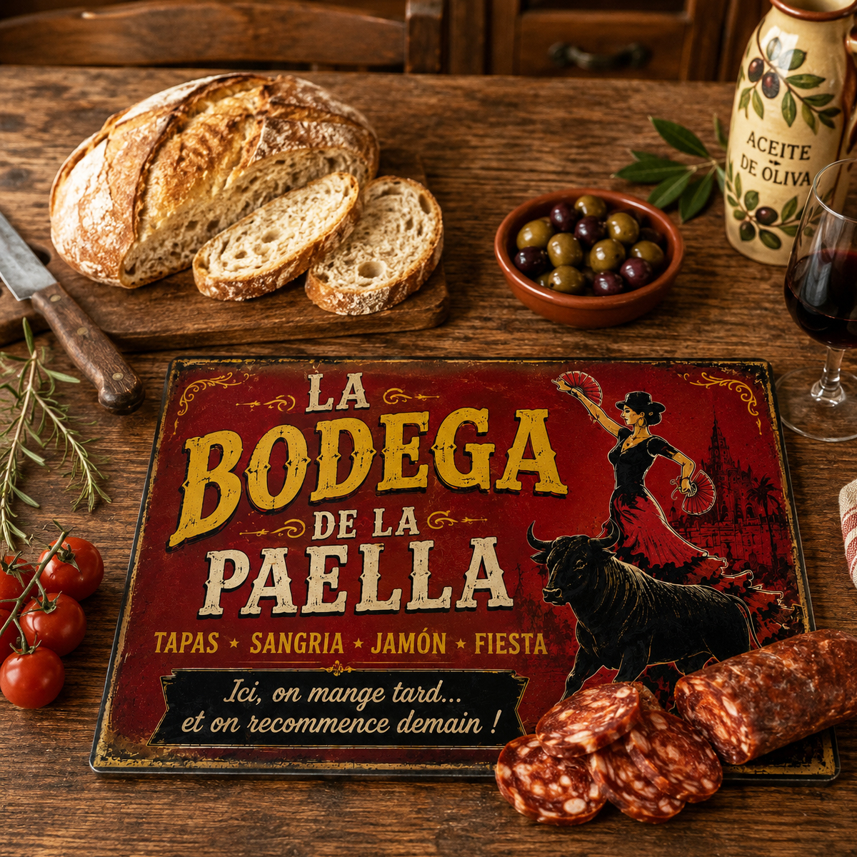 Planche � d�couper La Bodega de la Paella 29 x 20 cm
