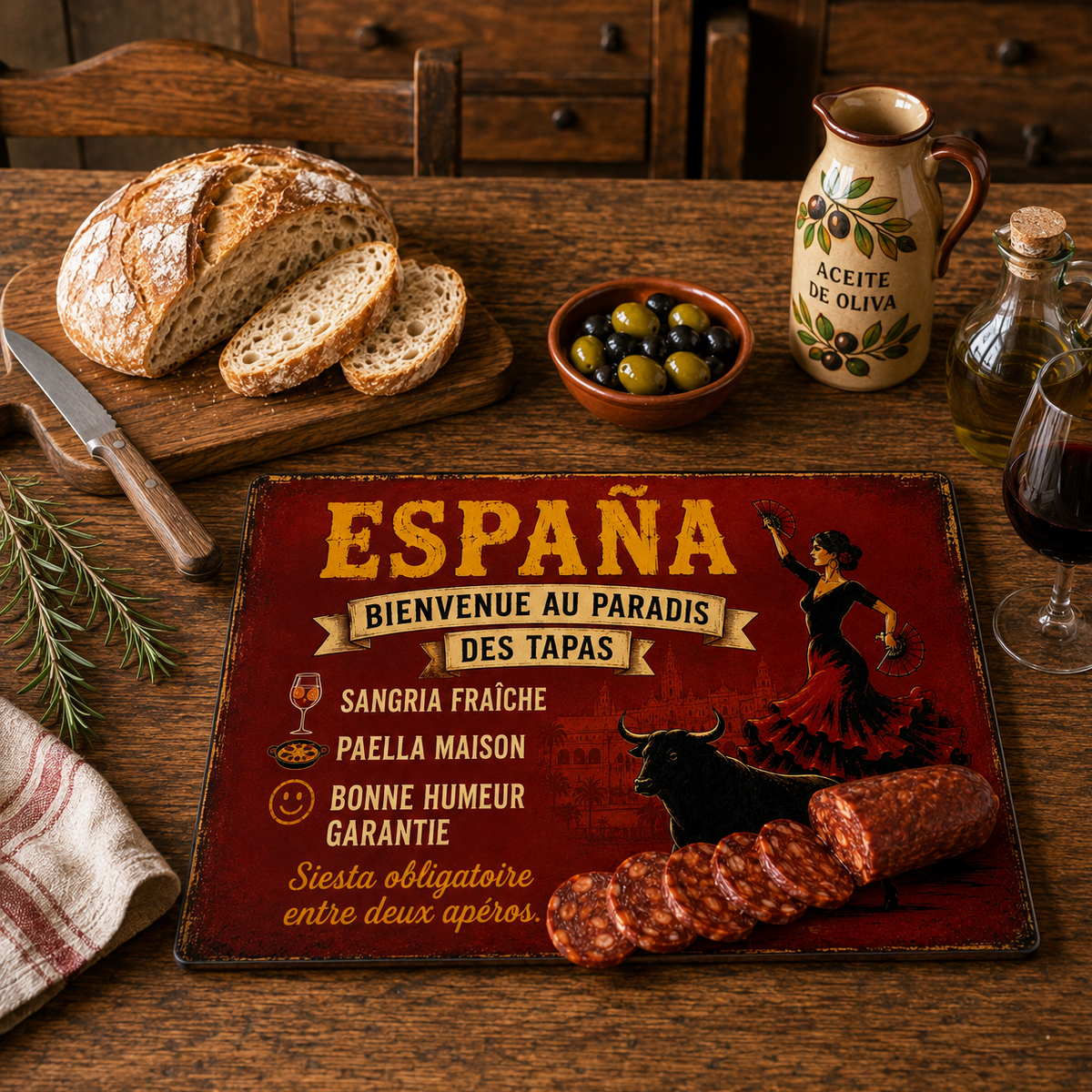 Planche � d�couper en verre Espagne tapas 29 x 20 cm