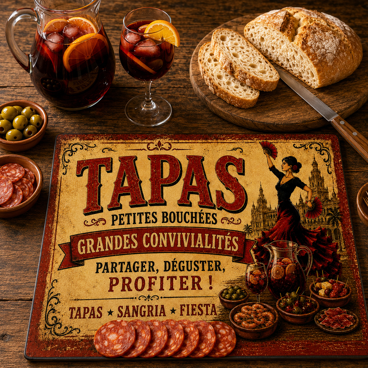 Planche � d�couper en verre tapas espagnoles 29 x 20 cm