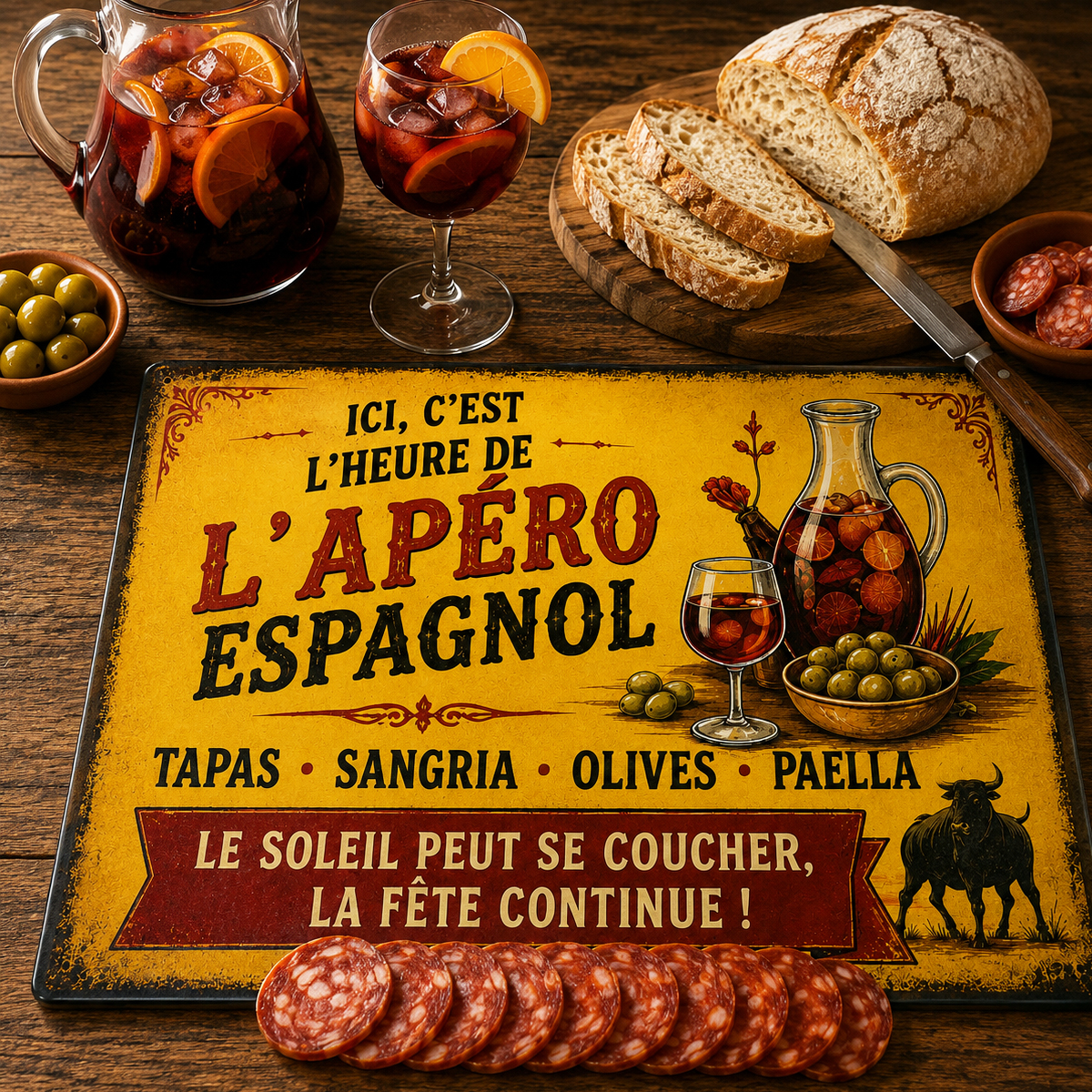 Planche � d�couper en verre ap�ro espagnol 29 x 20 cm