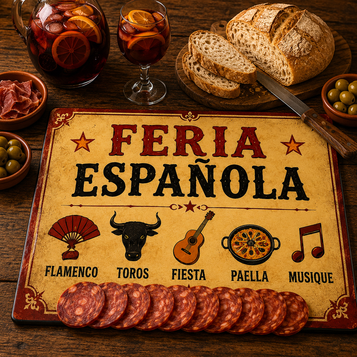 Planche � d�couper feria espagnole en verre 29 x 20 cm