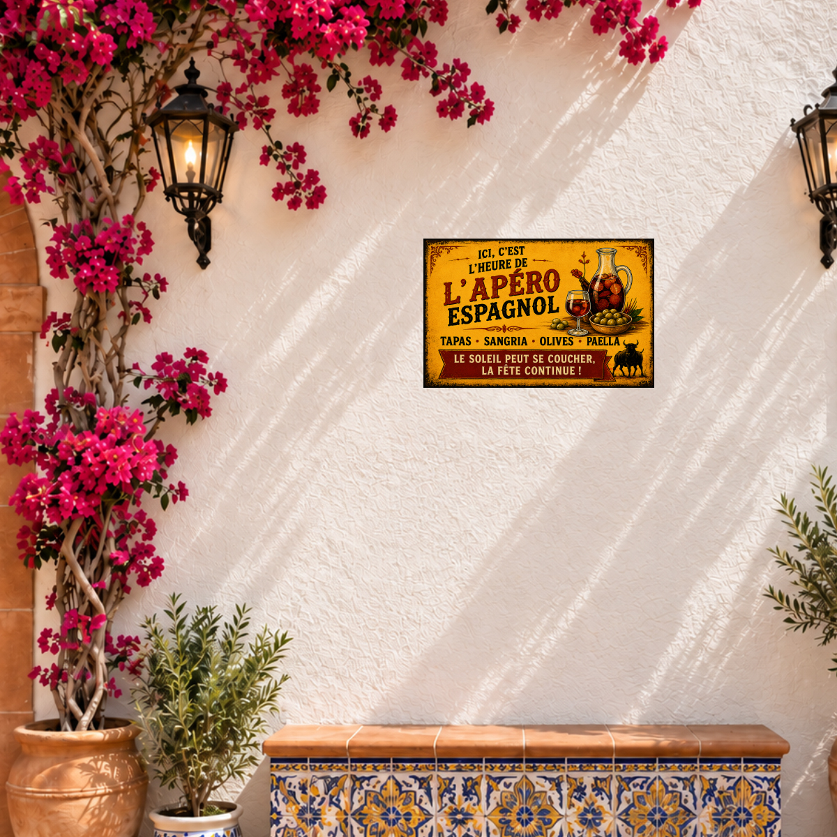 Plaque m�tal L�ap�ro espagnol tapas sangria 30 x 20 cm
