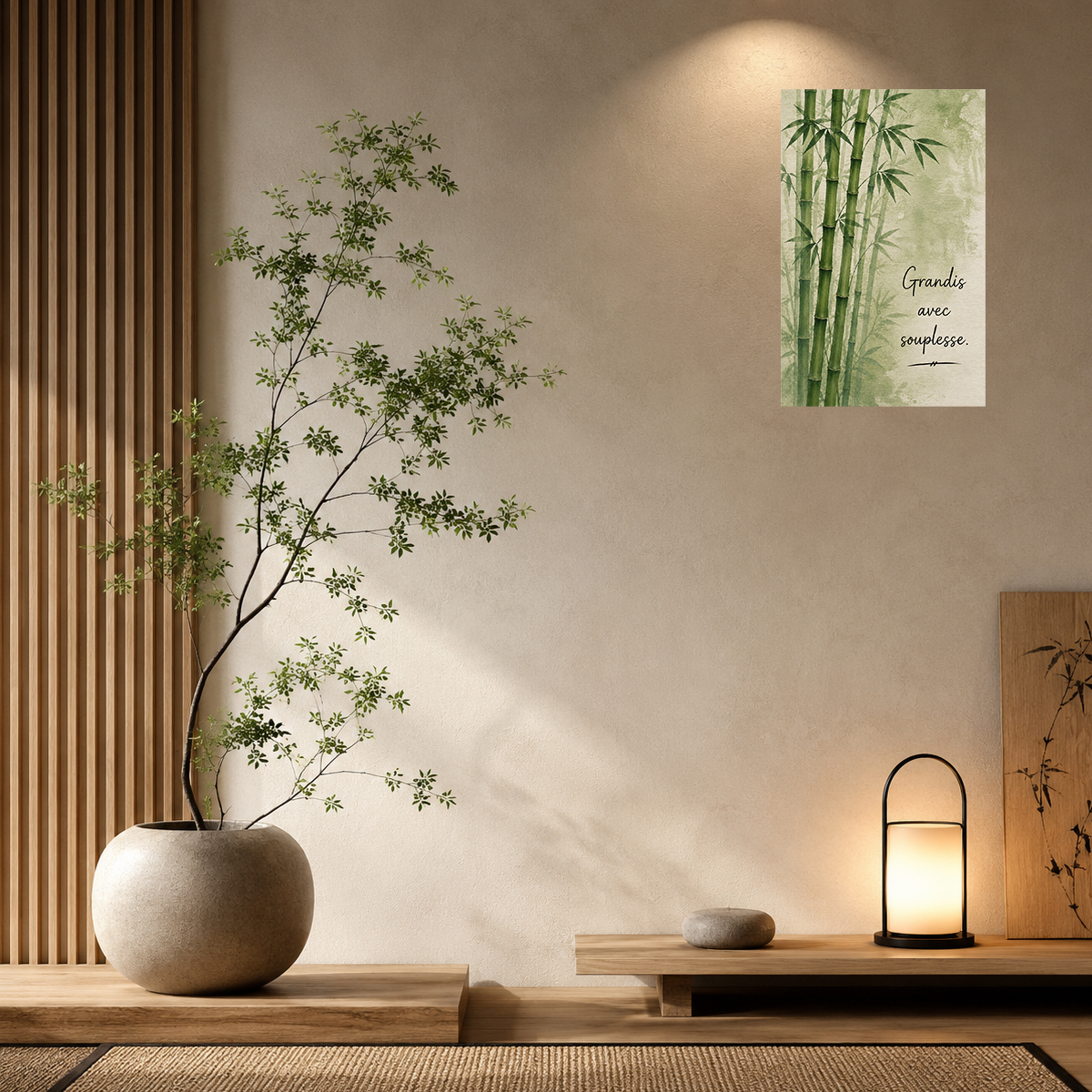 Plaque m�tal zen bambou � Grandis avec souplesse �