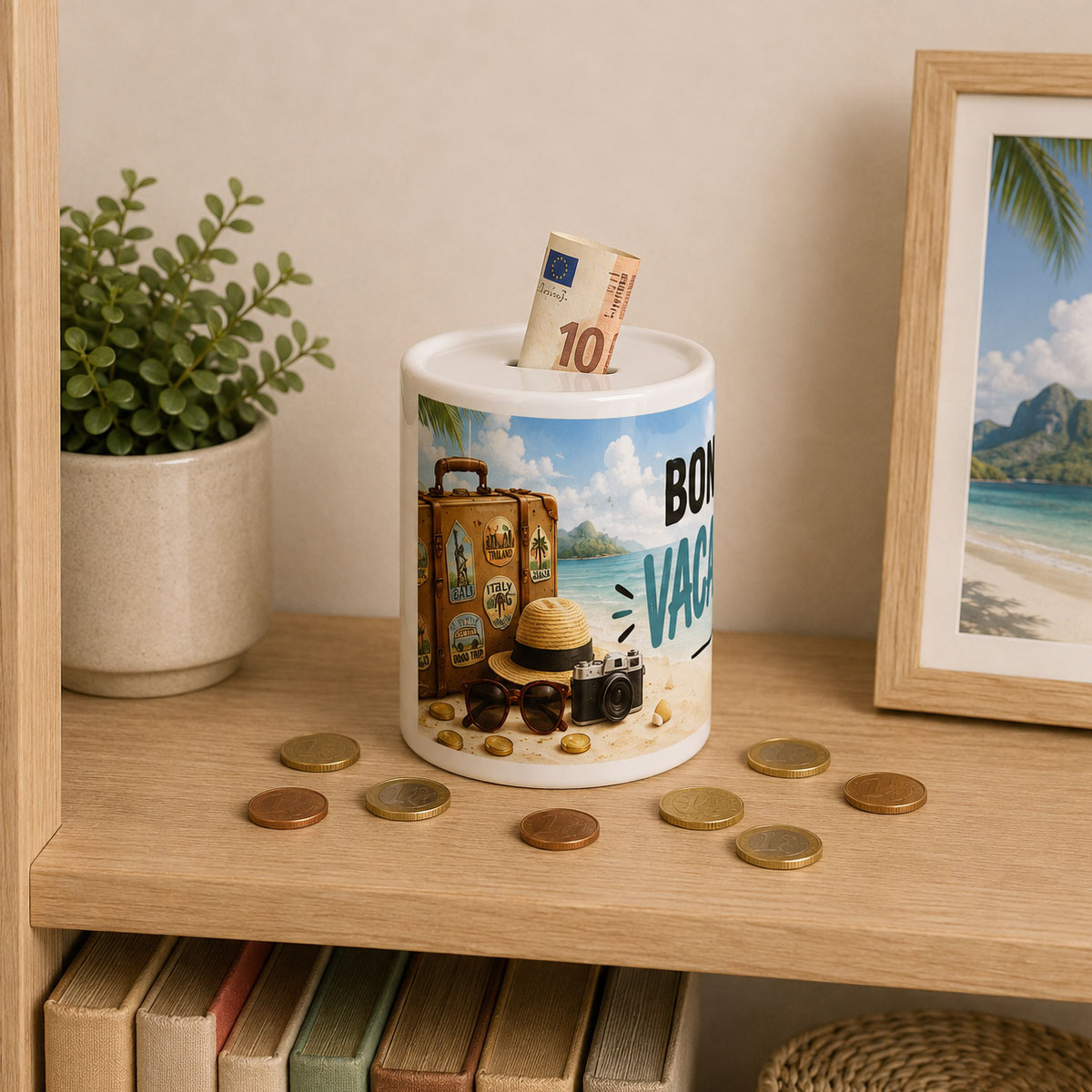 Tirelire budget vacances plage et voyage en c�ramique