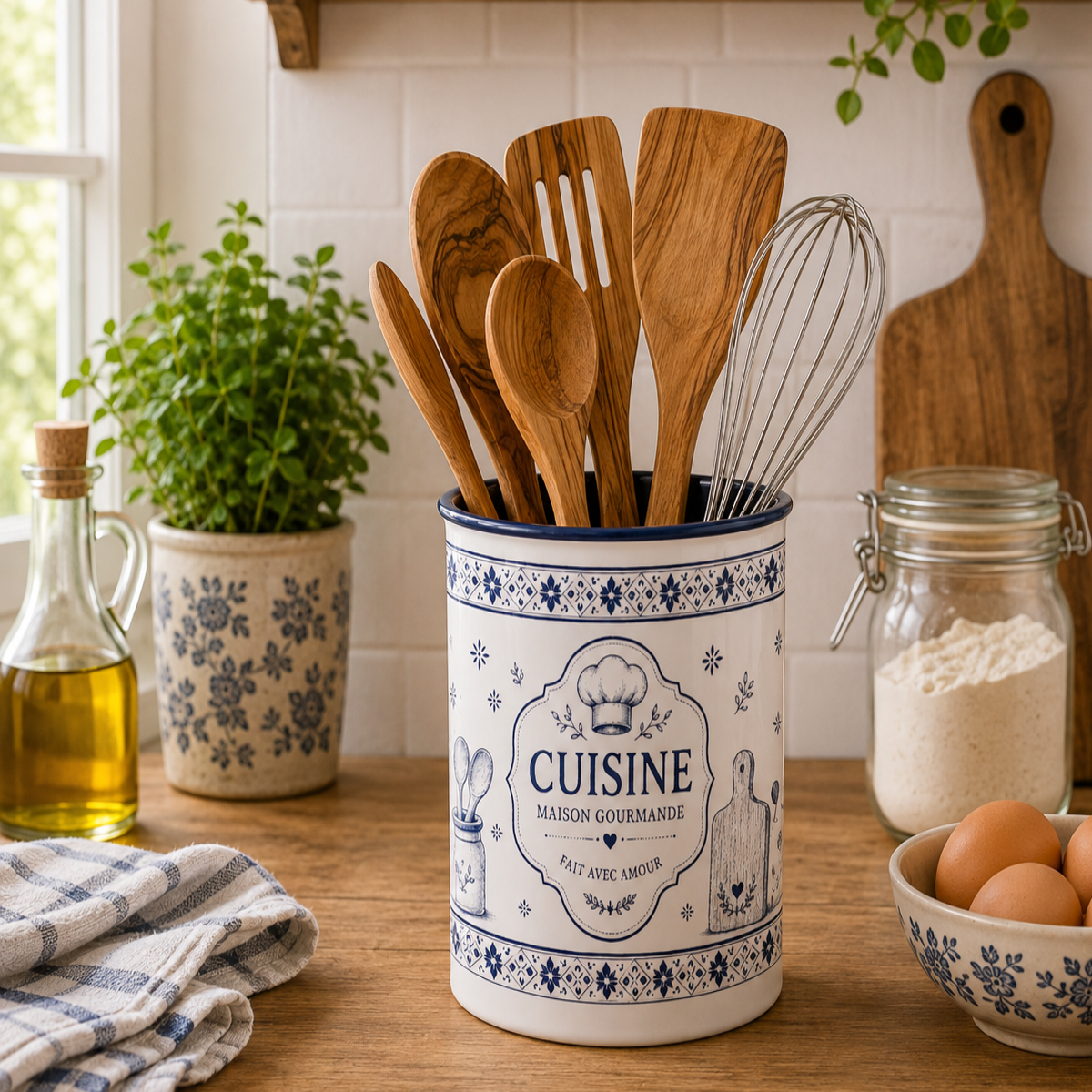 Pot � ustensiles cuisine maison gourmande en c�ramique
