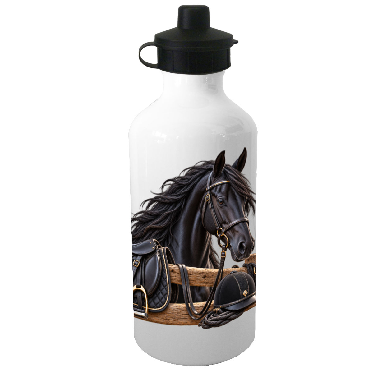 Gourde cheval noir 500 ml en aluminium � th�me �quitation