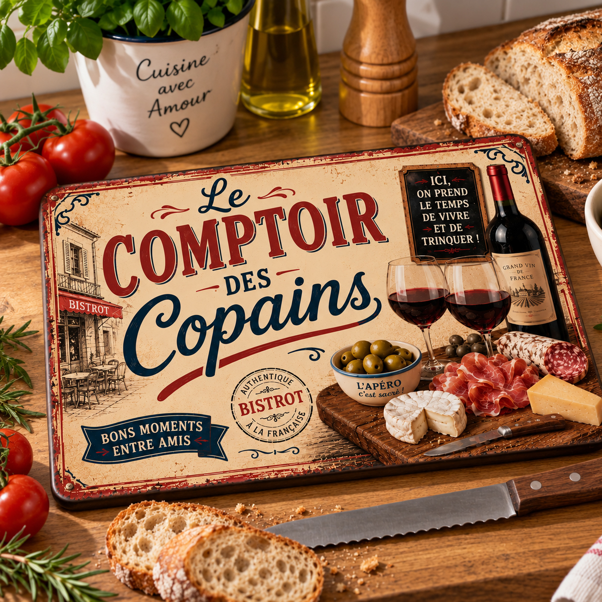 Planche � d�couper verre le comptoir des copains 29 x 20 cm