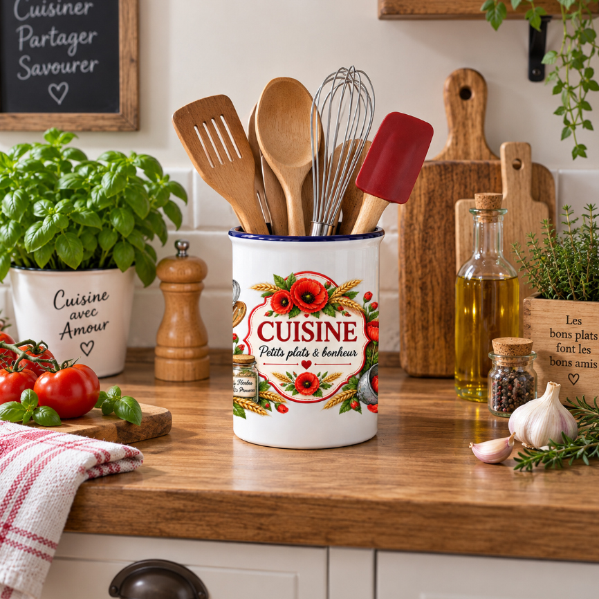 Pot � ustensiles cuisine coquelicots petits plats & bonheur