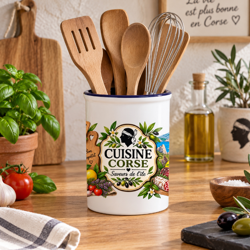 Pot � ustensiles cuisine corse saveurs de l'�le en c�ramique