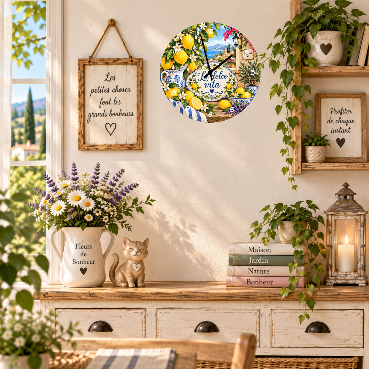 Horloge citron Provence en verre 29 cm � La dolce vita