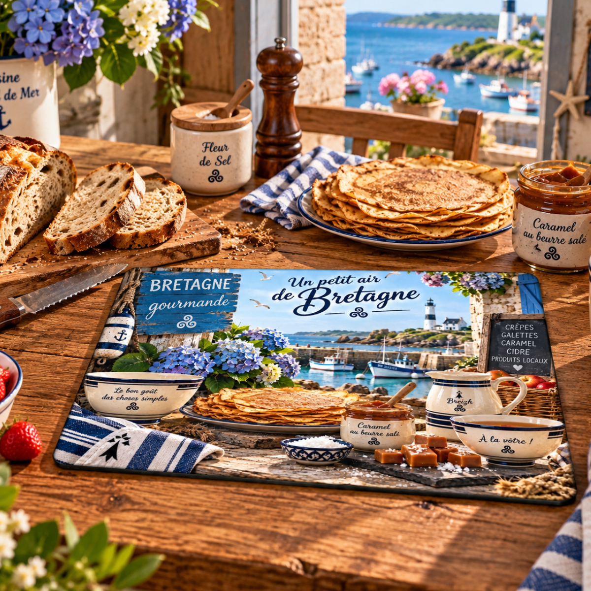 Planche � d�couper en verre Bretagne gourmande 29 x 20 cm