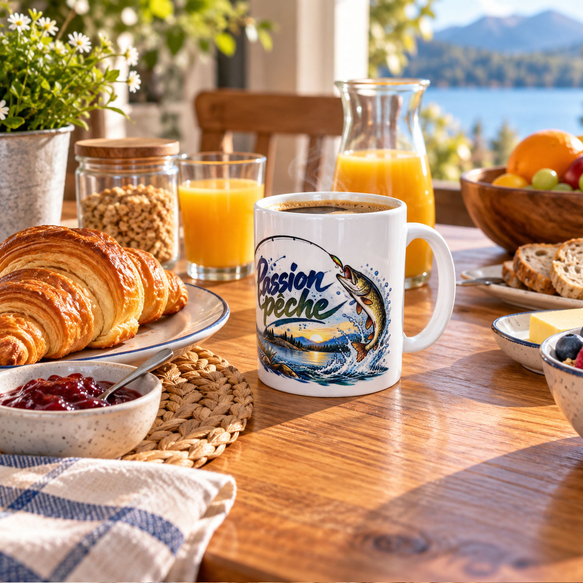Mug passion p�che poisson et lac 300 ml en c�ramique