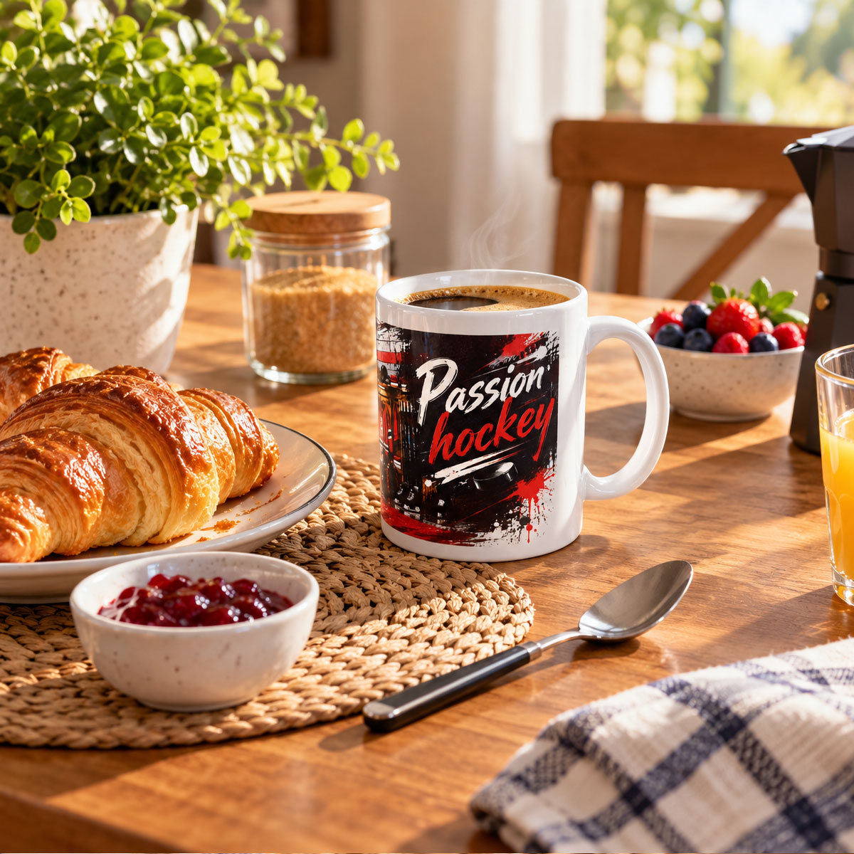 Mug passion hockey rouge et noir 300 ml en c�ramique