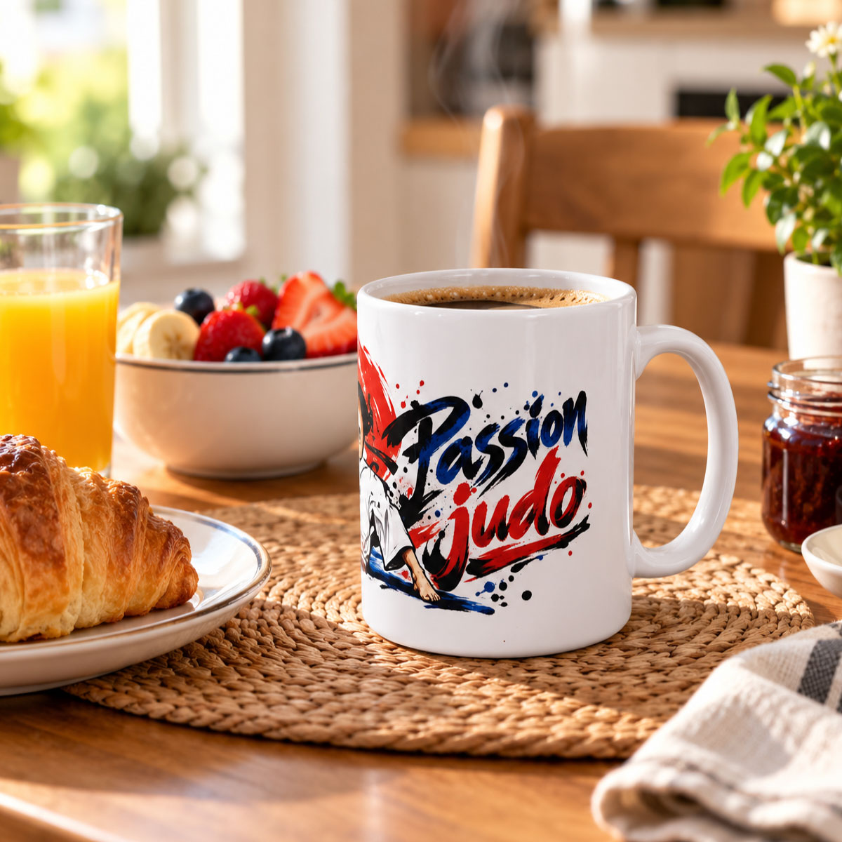 Mug passion judo 300 ml en c�ramique cadeau judoka