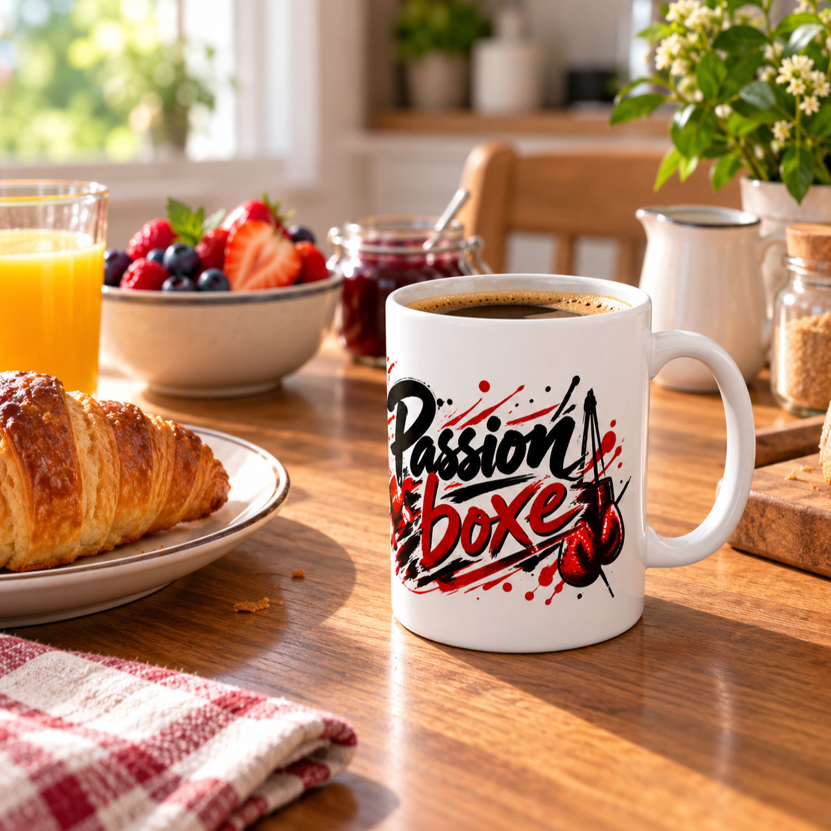 Mug passion boxe gants rouges 300 ml en c�ramique