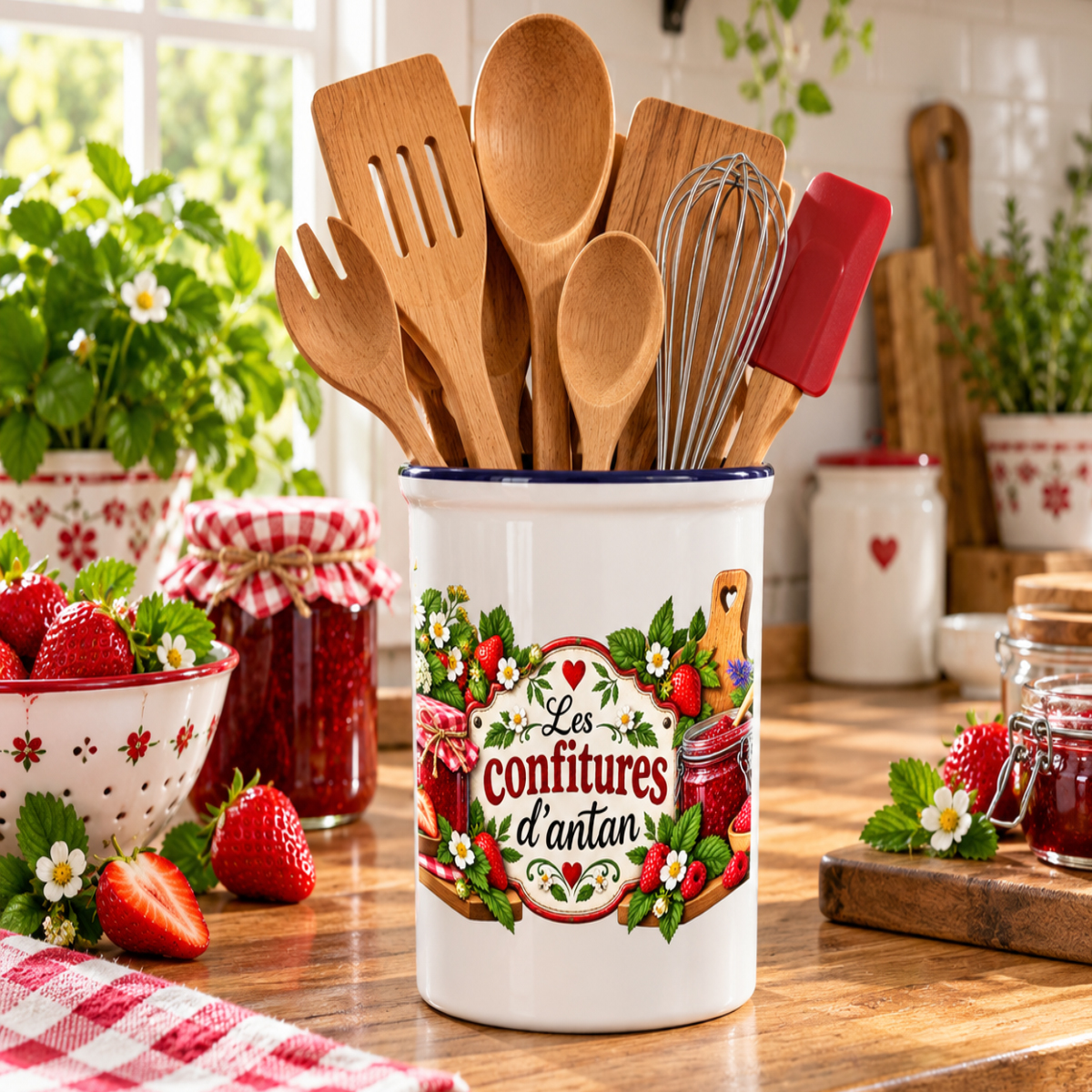 Pot � ustensiles de cuisine les confitures d'antan en c�ramiq