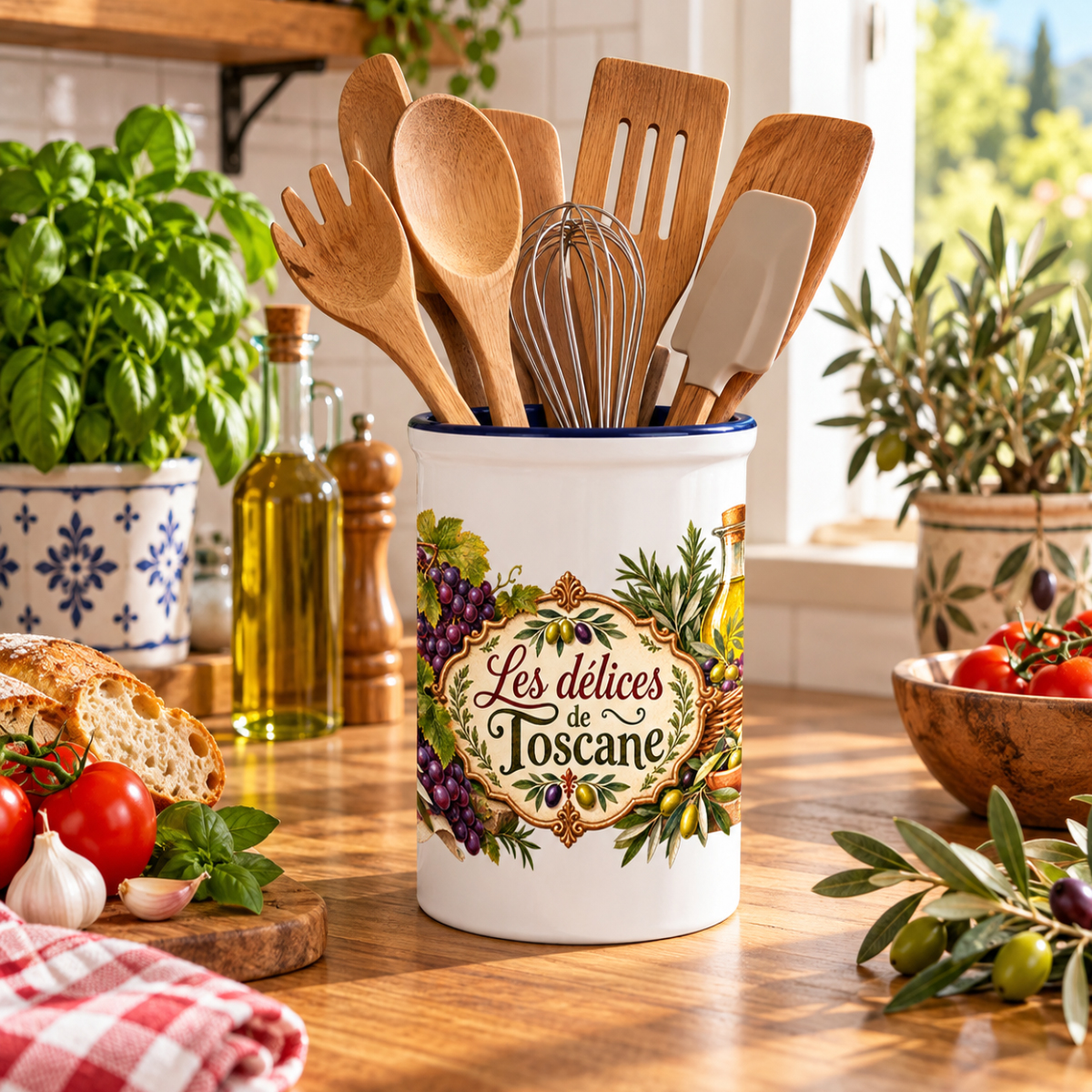 Pot � ustensiles en c�ramique les d�lices de Toscane