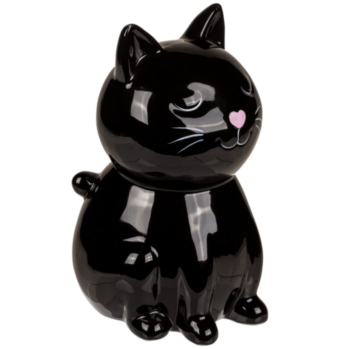 Tirelire Chat petit coeur en cramique 15 cm - Noir