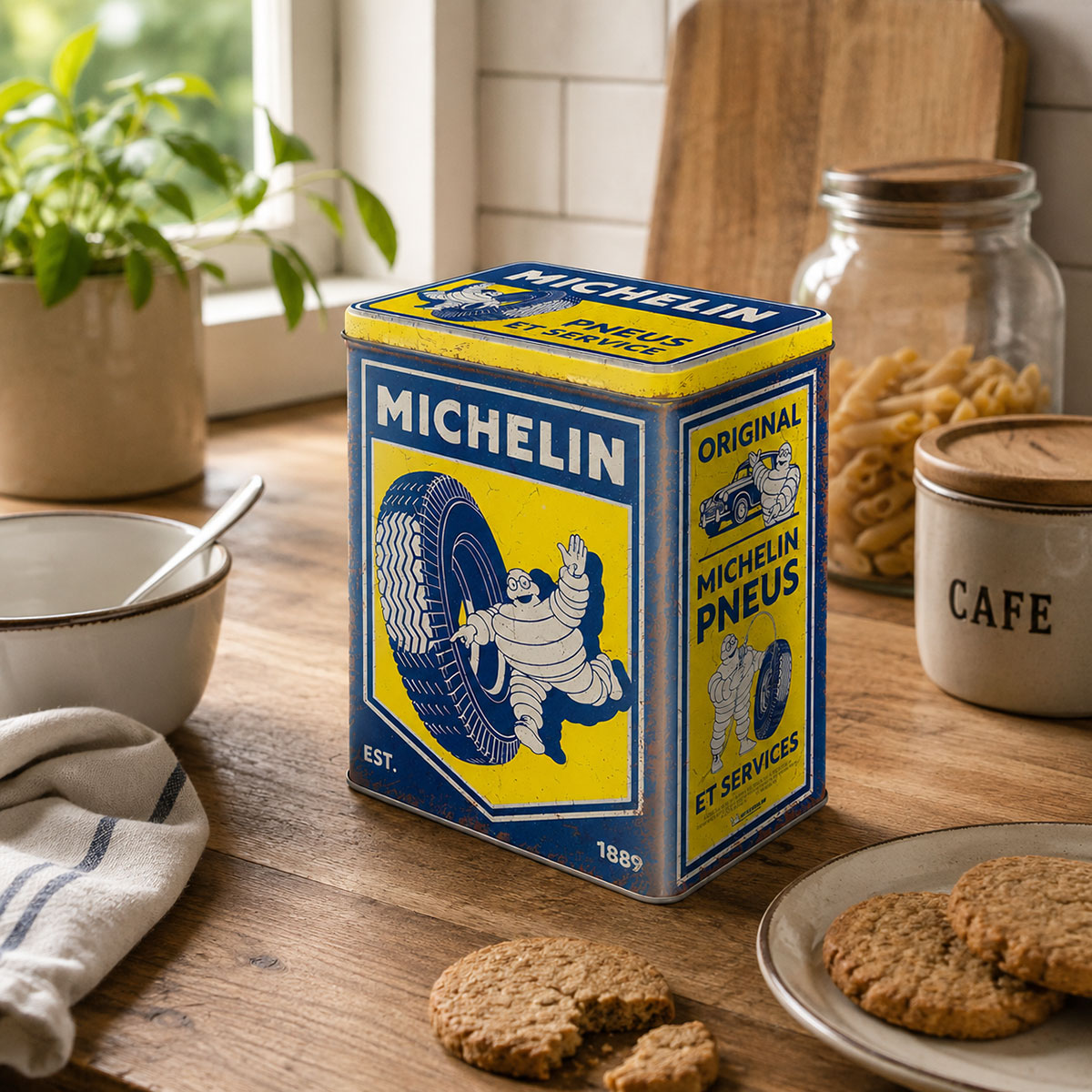 Bo�te de conservation en m�tal Michelin Vintage 3 L