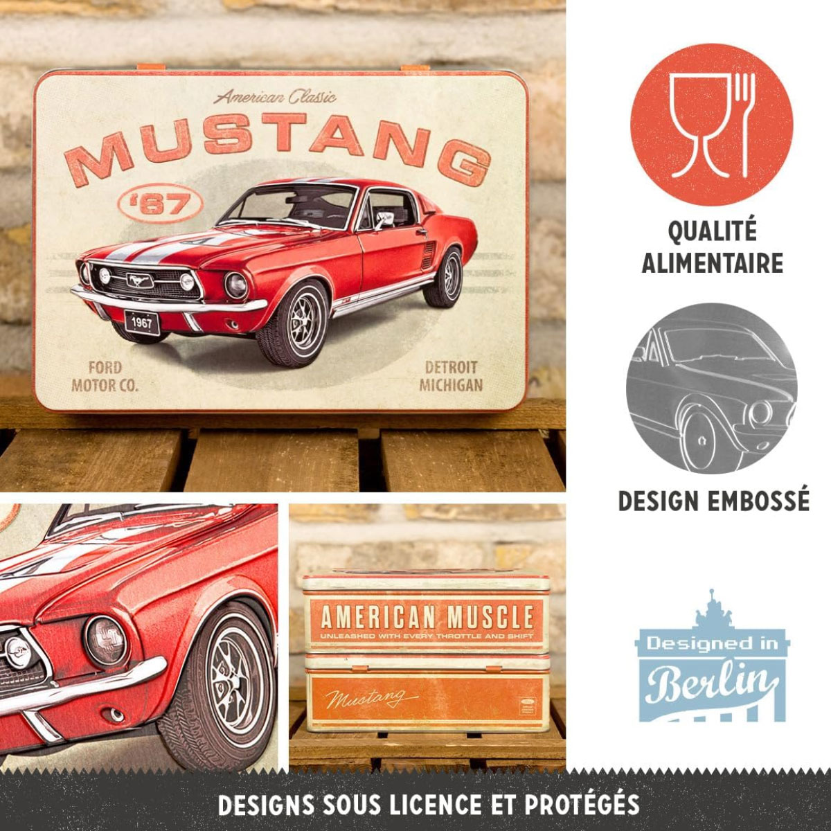 Maxi bote mtal vintage  Ford Mustang American Muscle