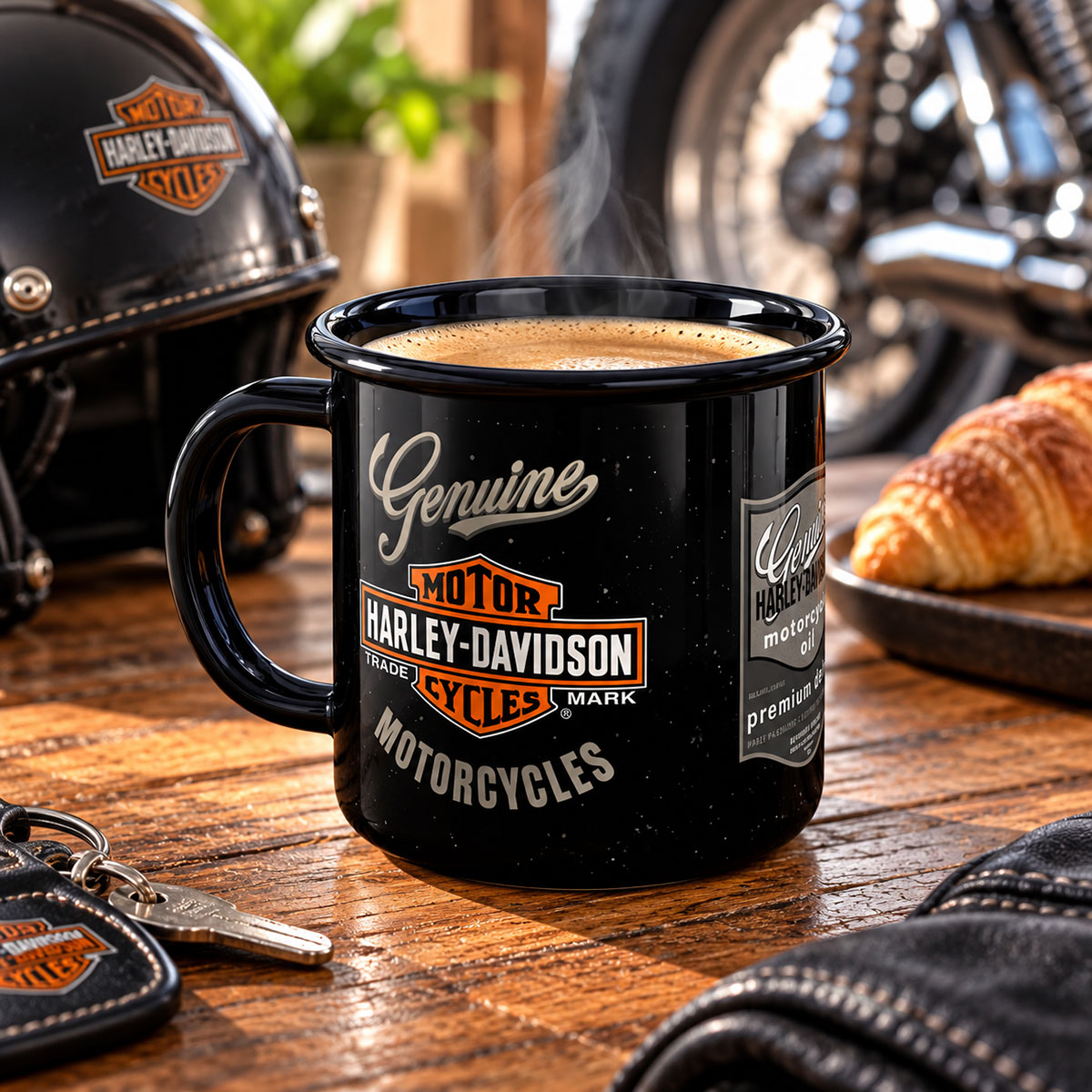 Tasse Harley-Davidson noire en m�tal �maill� 360 ml