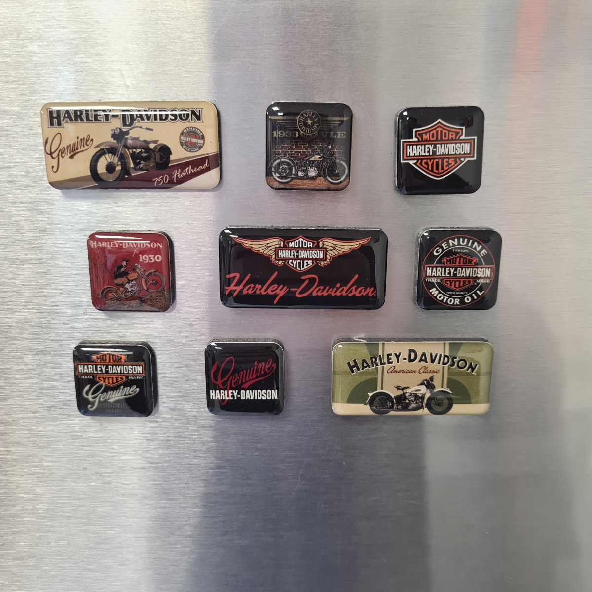 Magnets Harley Davidson Vintage - 9 petits aimants maills
