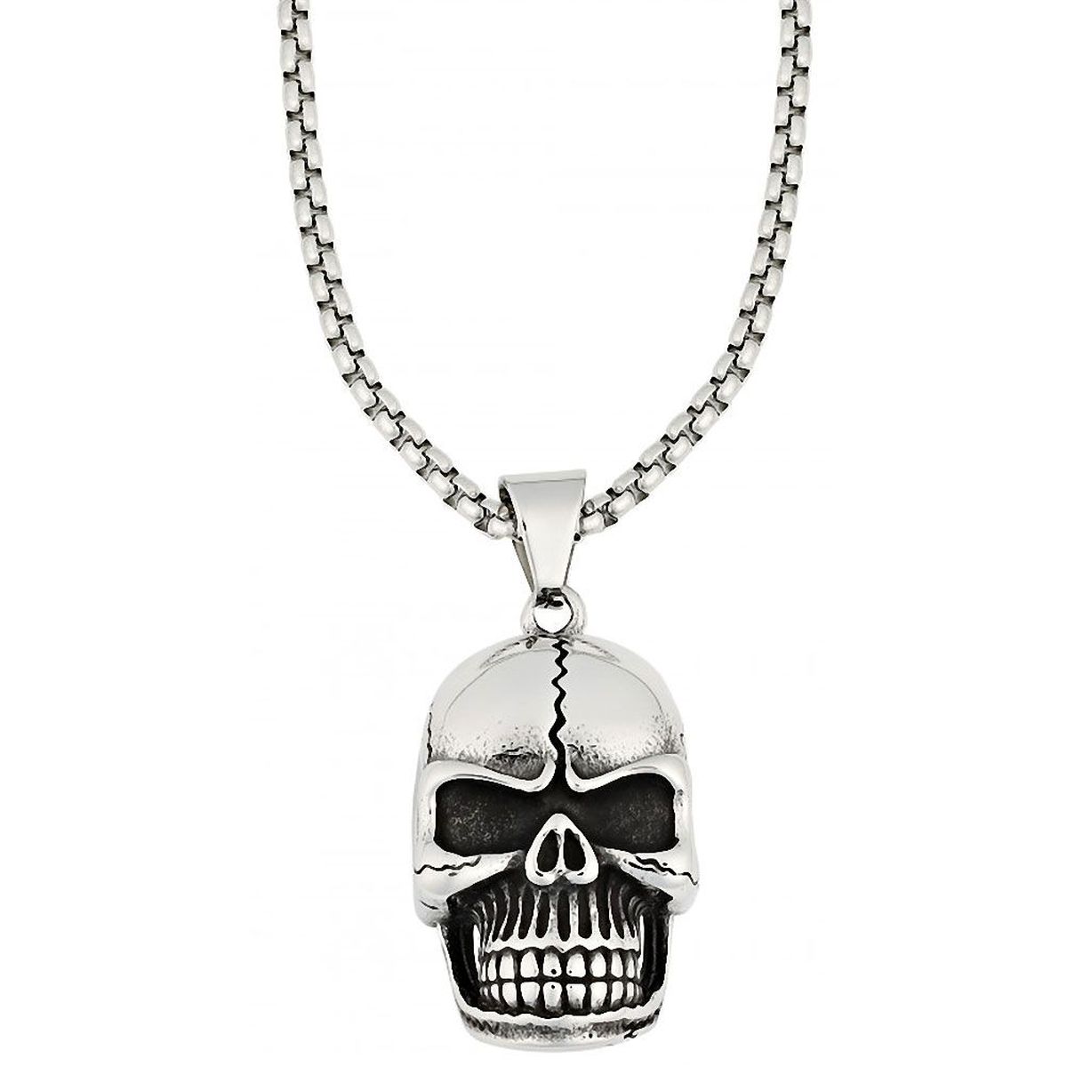 Pendentif Tte de Mort et sa chane  maille vnitienne Zippo