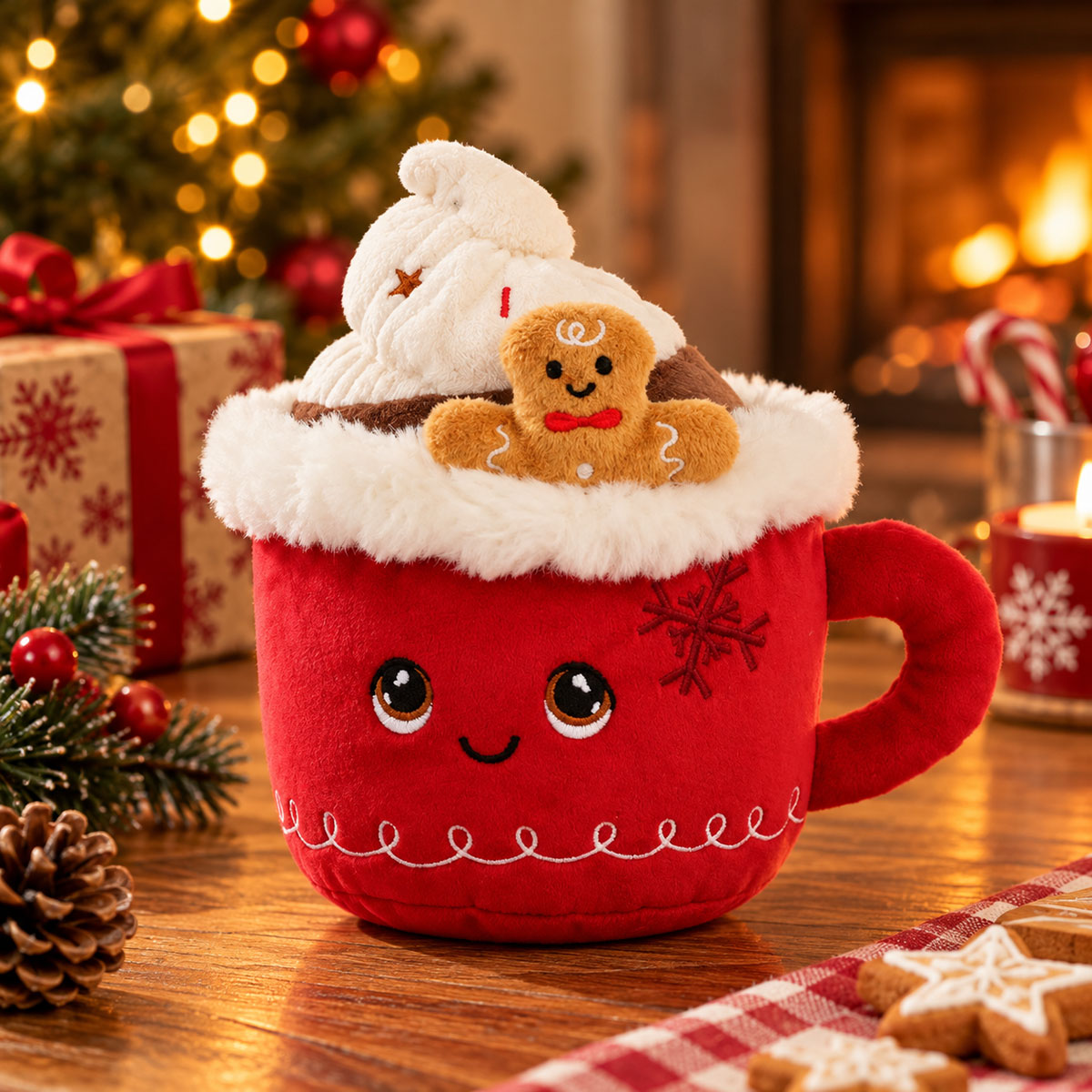 Peluche chocolat chaud de No�l Keeleco recycl�e 15 cm