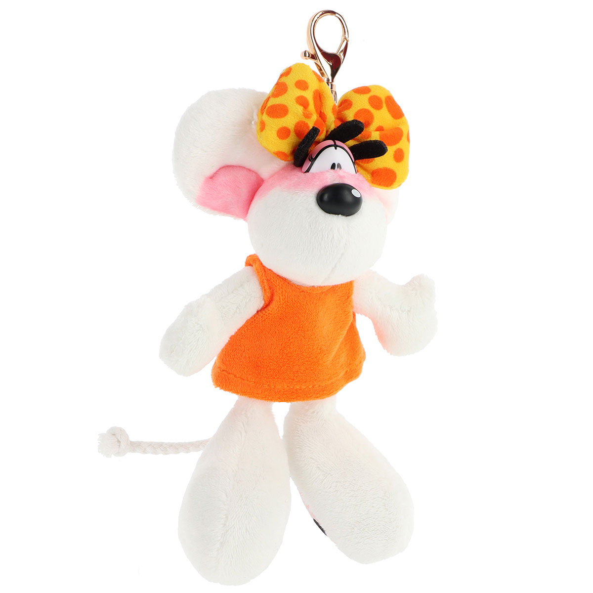 Porte-cls peluche Diddlina en robe orange  15 cm