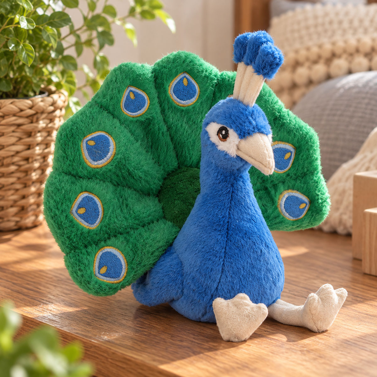 Peluche paon bleu Keel Toys Keeleco 22 cm � Queue d�ploy�e