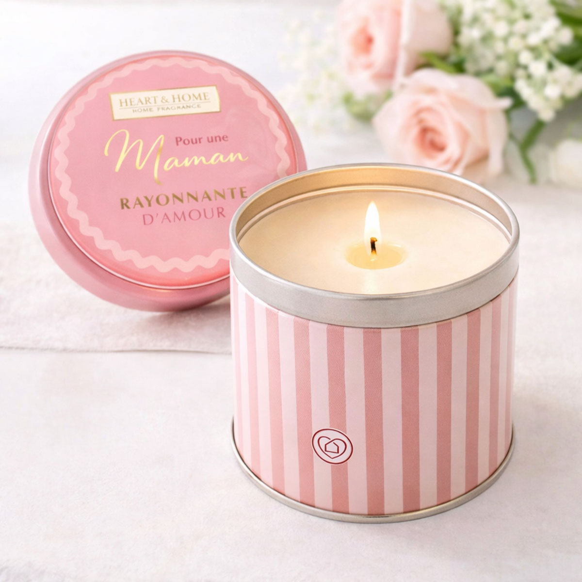 Bougie parfum�e �treinte Florale � Pour une maman