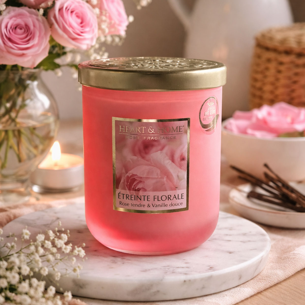Grande bougie parfum�e �treinte florale 320 g