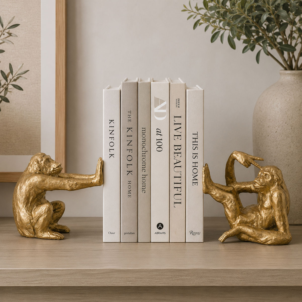 Serre-Livres Singes R�sine Dor�