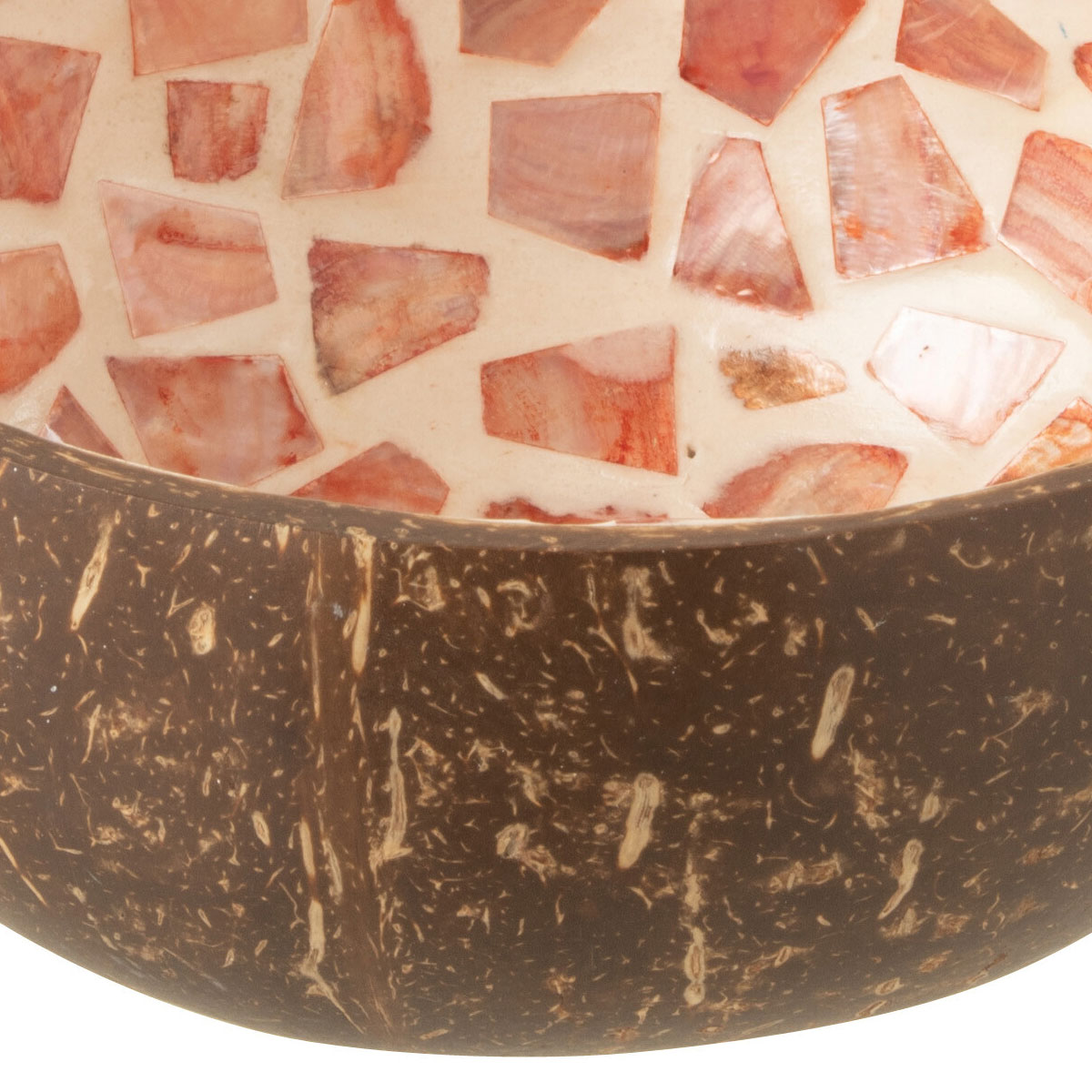 Bol dco en noix de coco avec mosaque coquillage rose